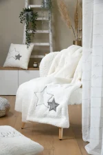 Pătură Doureve 130X160 cm, culoare bej, 100% poliester - imagine 3