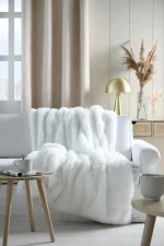 Pătură Cosylife 130X160 cm, culoare alb, 100% poliester - imagine 4