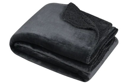 Pătură Michigan 180X220 cm, culoare antracit, 100% poliester - imagine 2