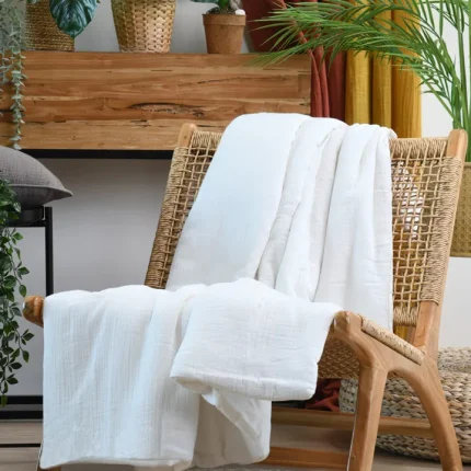 Pătură Coline 180X220 cm, culoare Crem, 100% bumbac