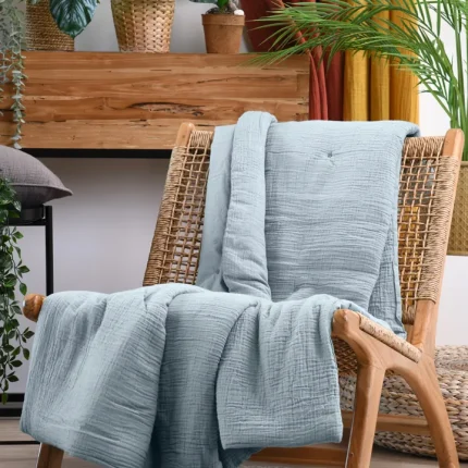 Pătură Coline 180X220 cm, culoare bleu, 100% bumbac