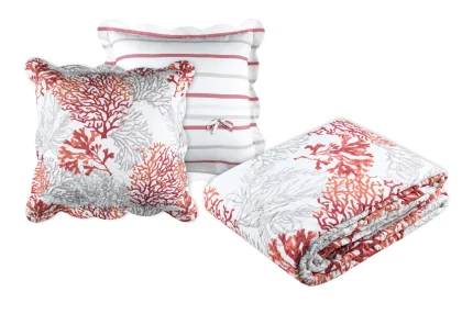 Cuvertură matlasată Quiberon 260X240 cm, culoare coral, 100% poliester - imagine 2