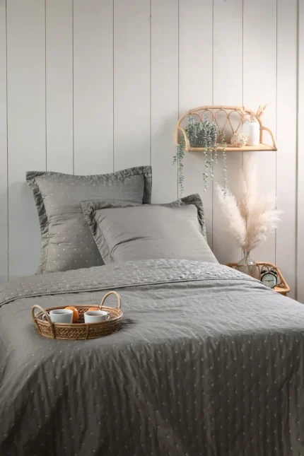 Cuvertură matlasată Cleo 260X240 cm, culoare greige, 100% poliester - imagine 5