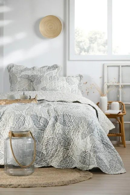 Cuvertură matlasată Gally 260X240 cm, culoare natural, 100% poliester - imagine 5