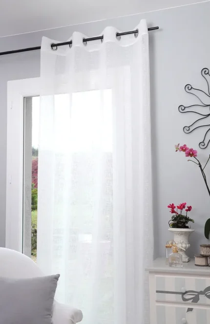 Perdea Celian 135X260 cm, culoare alb, 100% poliester - imagine 3