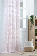 Perdea Pompinou 135X260 cm, culoare roz pudră, 100% poliester - imagine 3