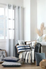 Perdea Camaret 140X260 cm, culoare bleu, 100% poliester - imagine 3