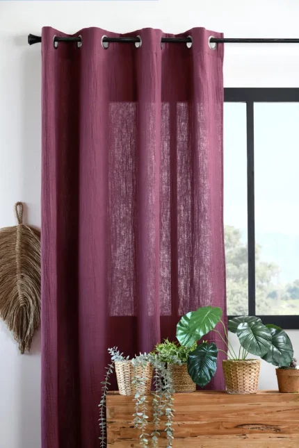 Draperie Coline 140X260 cm, culoare vișiniu, 100% bumbac - imagine 4