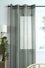 Perdea Linwood 140X260 cm, culoare gri verde, 100% poliester - imagine 3