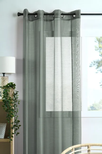 Perdea Linwood 140X260 cm, culoare gri verde, 100% poliester - imagine 3