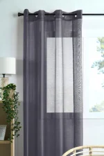 Perdea Linwood 140X260 cm, culoare antracit, 100% poliester - imagine 3