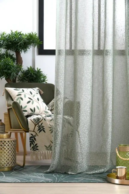 Perdea Heidi 140X260 cm, culoare gri verde, 100% poliester - imagine 3